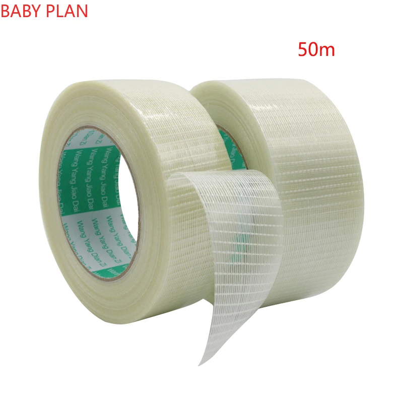 1 Roll High Temperature Strong Grid Fiber Tape 10mm 20mm 30mm Width 50m Length Lithium Battery Mold Home Appliance Bundled Fixed