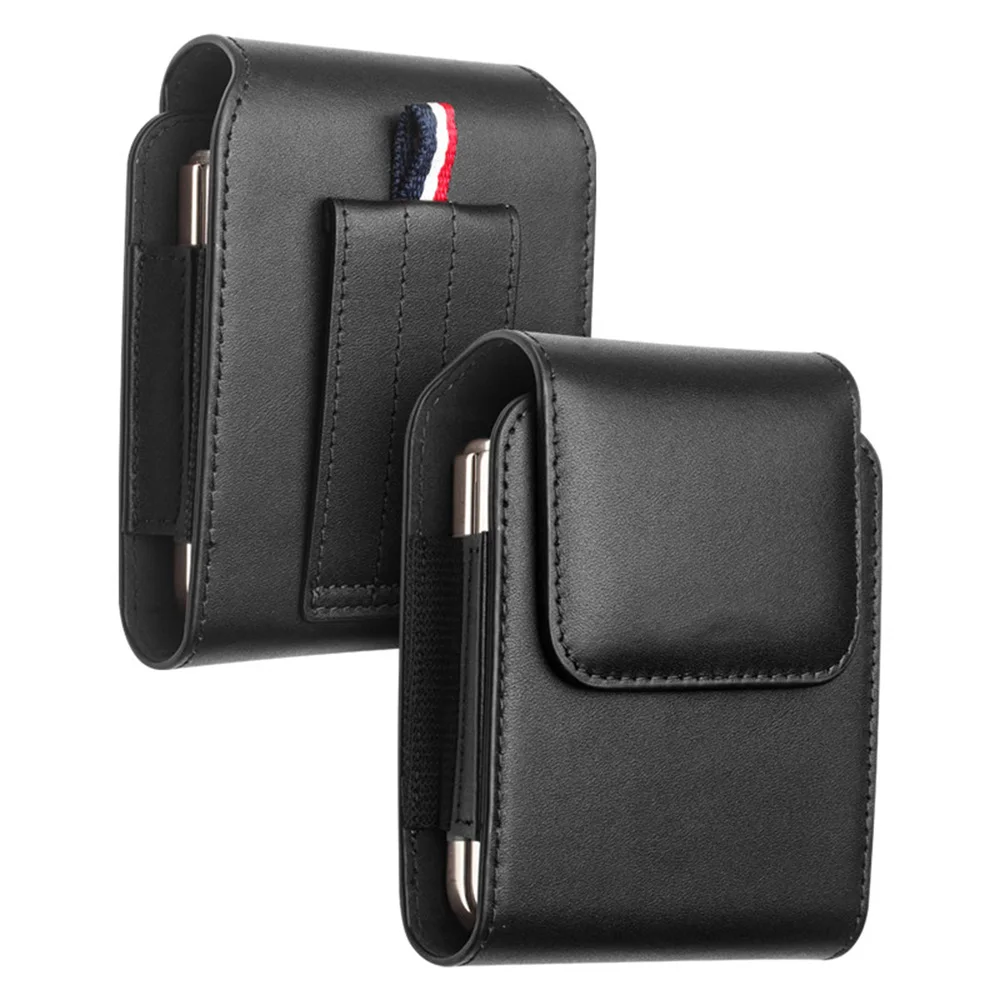 

For Samsung Galaxy Z Flip 7 6 5 4 3 2 Genuine Leather Belt Clip Holster 180° Rotating Clip Reinforced Stitching Card Slot Holder