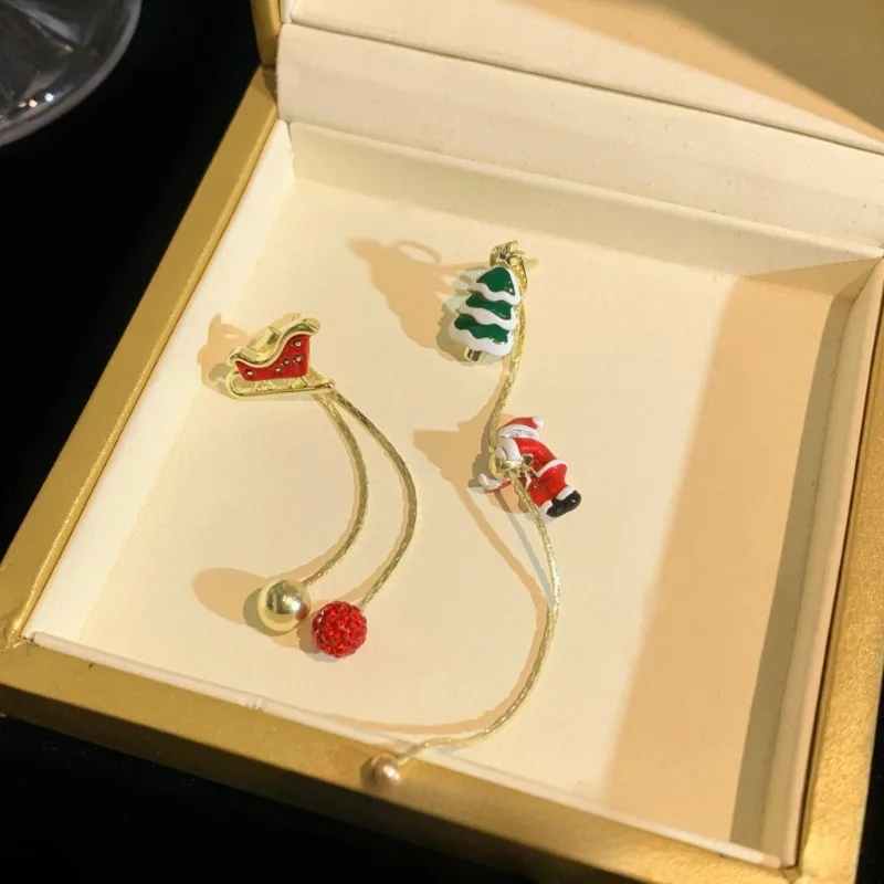 جديد عصري بيان شجرة عيد الميلاد أقراط للنساء سانتا كلوز ثلج إسقاط أقراط مجوهرات بنات هدايا عيد الميلاد بالجملة