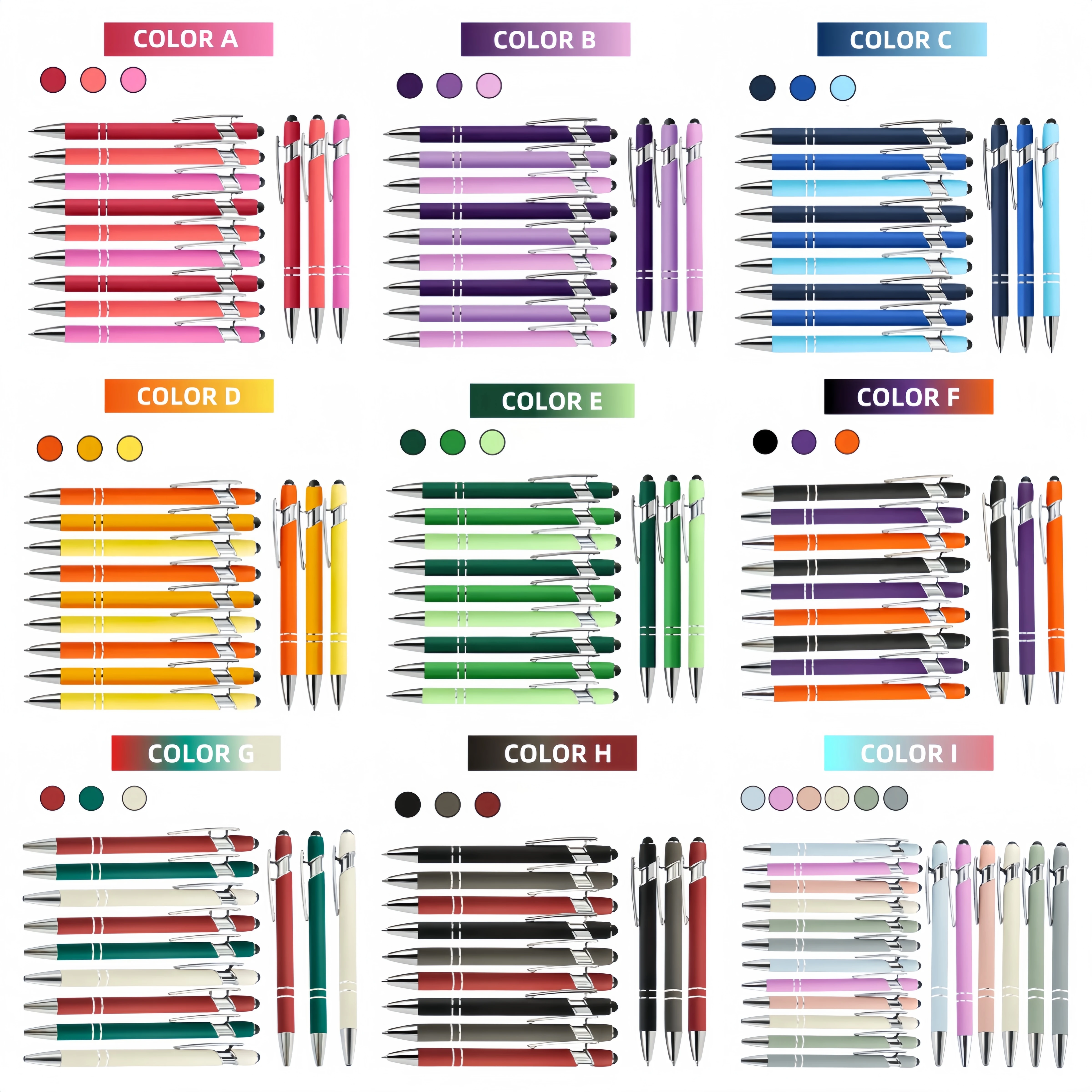 

3PCS/6PCS Rose gold, Morandi color series 1mm black ink with rubber touch pen, metal ballpoint pen, can touch mobile phone, pad