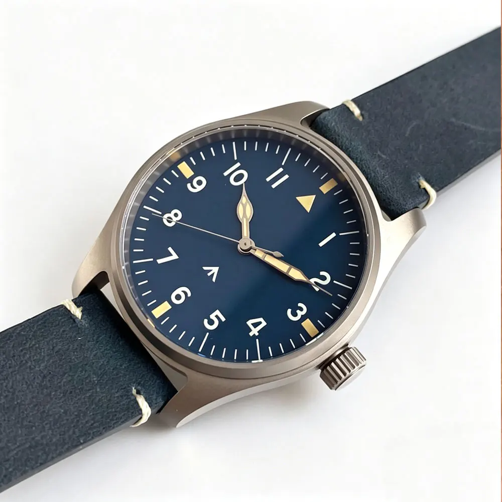 Solid Titanium Case VH31 Tandorio 39mm Sapphire Sweep Seconds Quartz Movement 200M Waterproof Lume Vintage Pilot Diver Men Watch