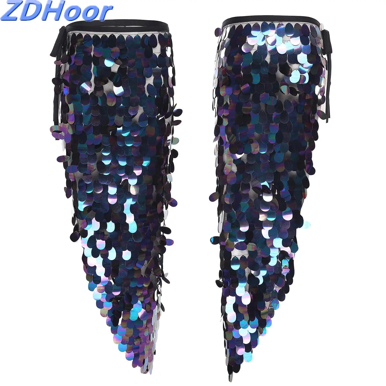 المرأة حورية البحر الرقص الشرقي تنورة سباركلي الترتر الدانتيل متابعة وشاح الورك التفاف مهرجان الرقص أزياء الهالوين #1