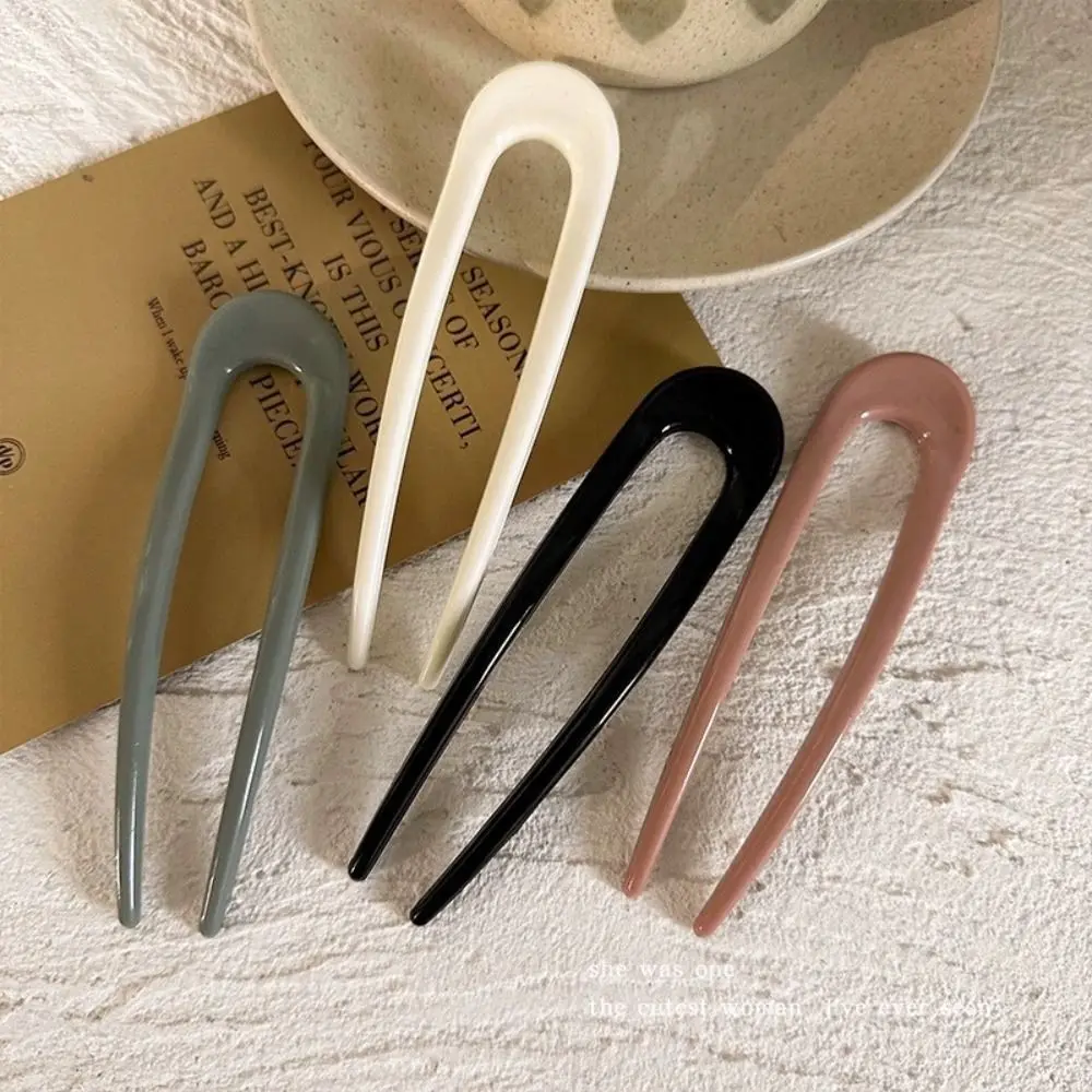 The New PVC New Chinese Style Hairpin U-shaped Design Multi-color Meatball Head Artifact Chinese Style U-shaped Hairpin Female