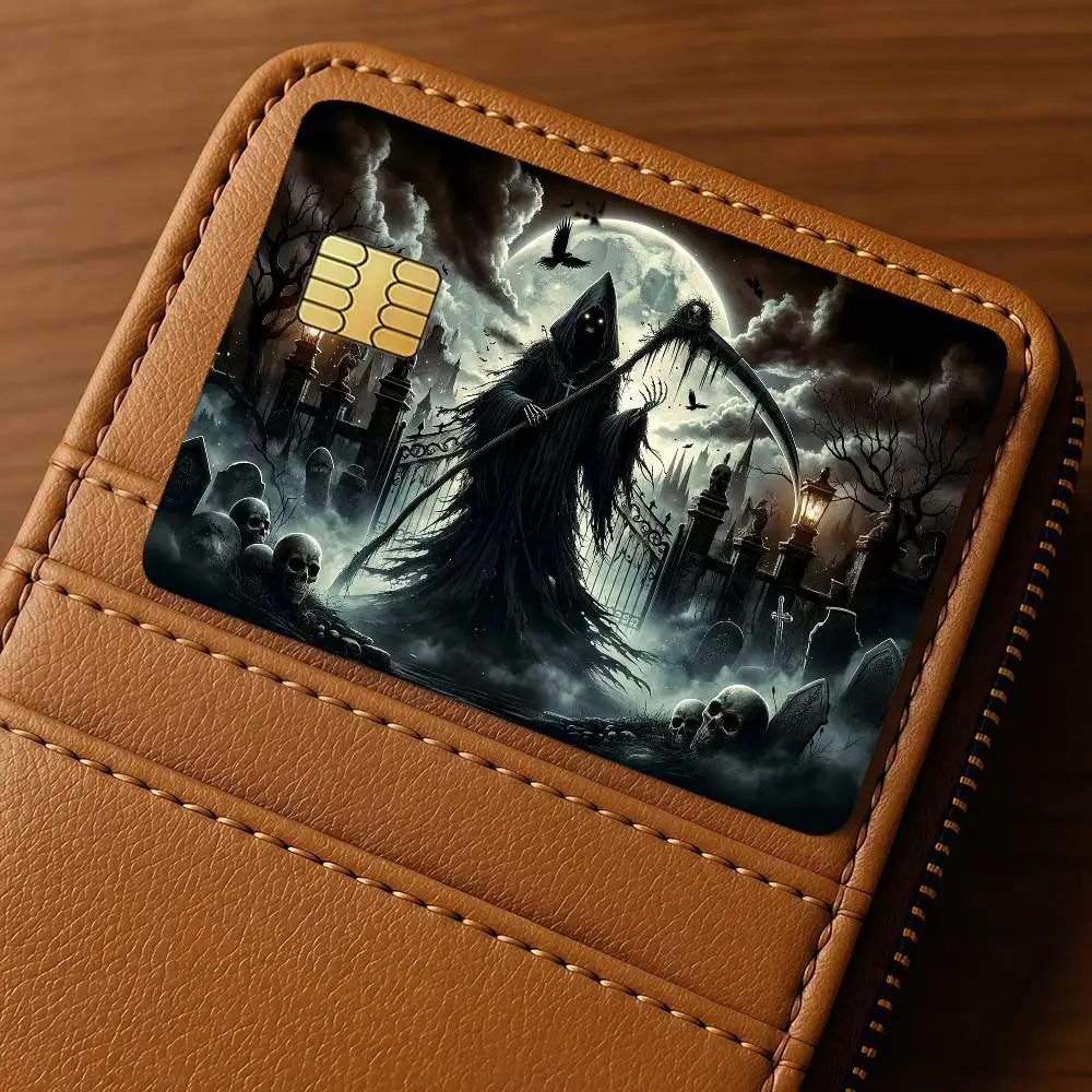 Dark Grim Reaper Credit Skin Cover Card Stickers 4PCS Film Bus Pass Front Decoration Bank Debit Waterproof