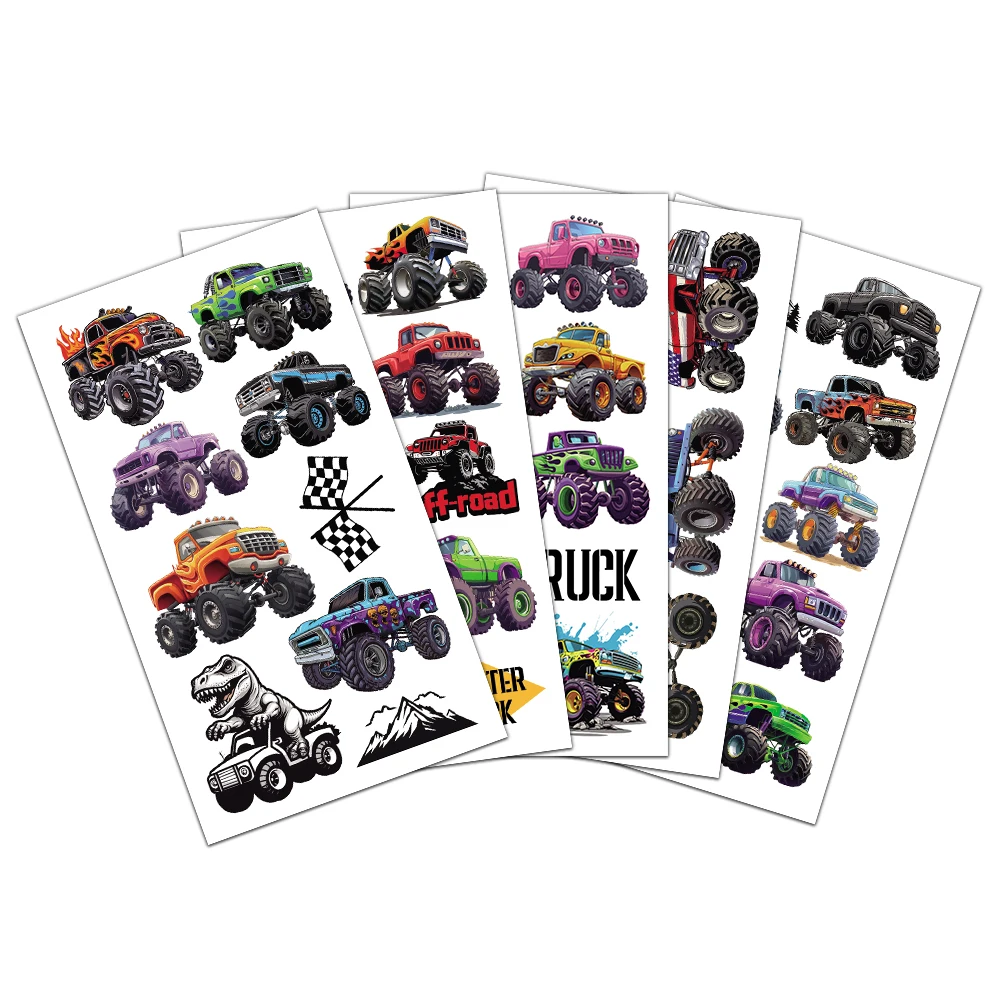 

10 шт. монстр-трак татуировки наклейки изысканные детские игрушки мультфильм безопасные водные наклейки рука лицо головы водонепроницаемые наклейки