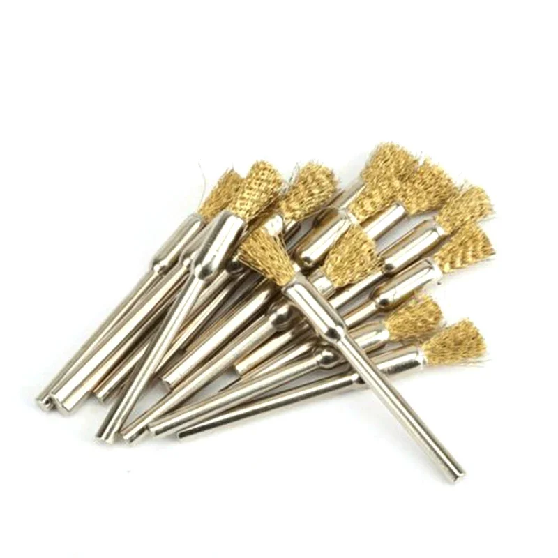 Brosses de polissage en fil d\'acier, 15 pièces, 5mm, en laiton, pour perceuse électrique, outils de livres