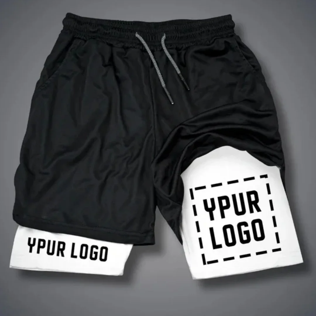 Custom Compression Shorts Men Gym Athletic Pants Your Logo Fitness Sportswear Personalized Double Layer Quick Dry Sports Shorts
