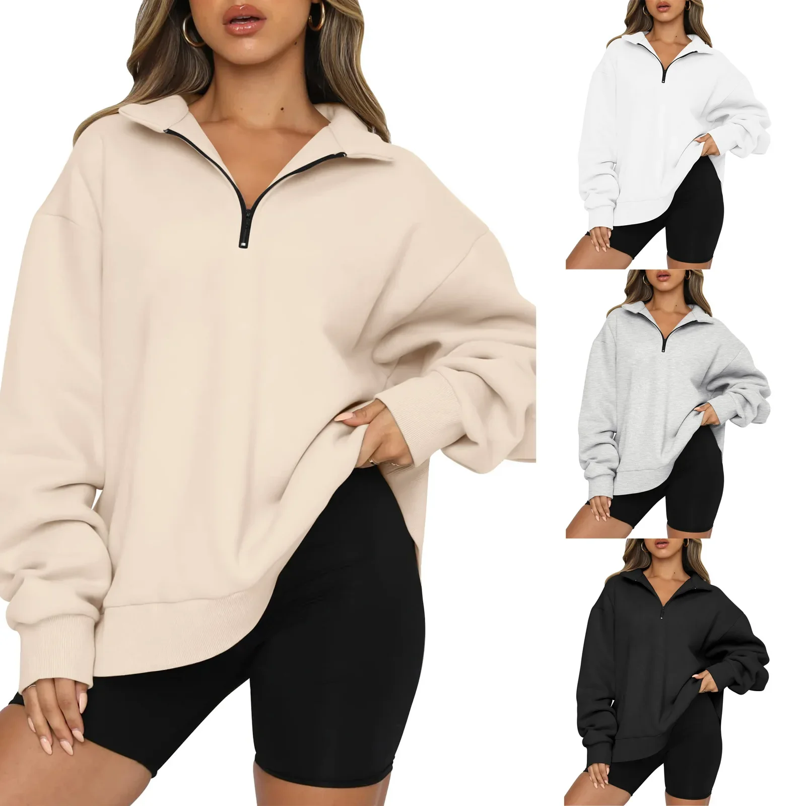 Trendy Queen Womens Hoodies Oversized Sweatshirts Half Zip Pullover Fall Fashion Outfits 2023 Y2k Clothes