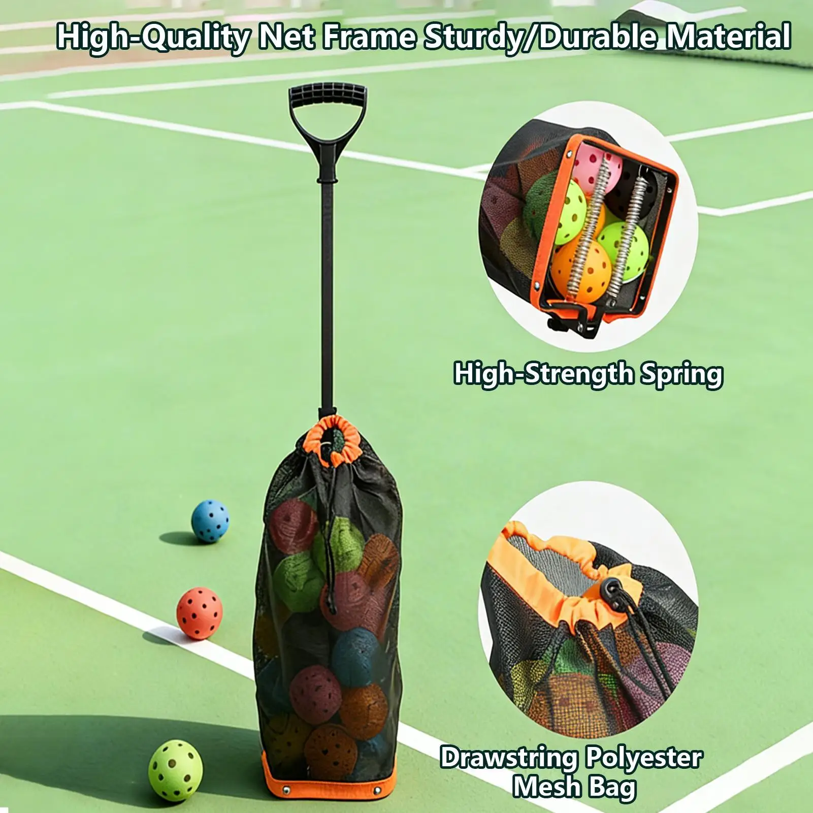 

Tennis Ball Telescopic Ball Picker Spring Multi-Ball Training Ball Picker Ball Picking Net Basket with Telescopic Handle