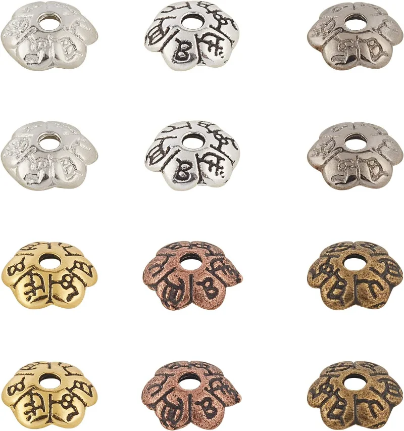 20-200PC  Tibetan Style Alloy Flower Beads End Caps Alloy Spacer Accessories Antique Bronze for Jewelry Making