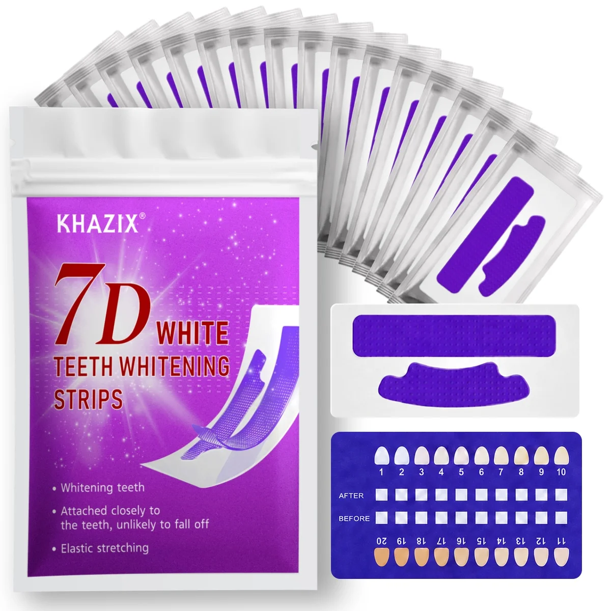 1/7 pairs Teeth Whitening Strips for Whiter-Looking Smile, Flexible Tooth Strips Easy to Apply for Daily Cosmetic Care