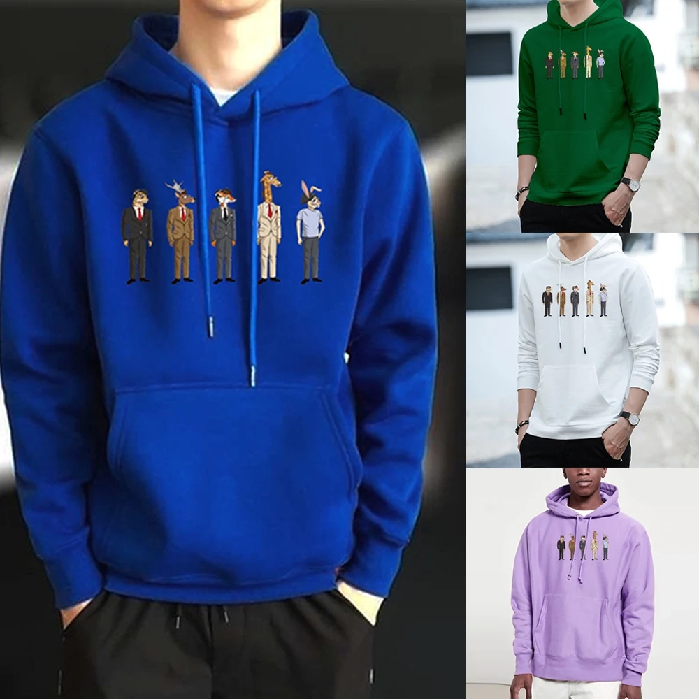 

Hoodies Sweatshirts Streetwear Mens Hip Hop Casual Cartoon Print Pullover Hooded Male Long Sleeve Tops Fashion All-match Clothes