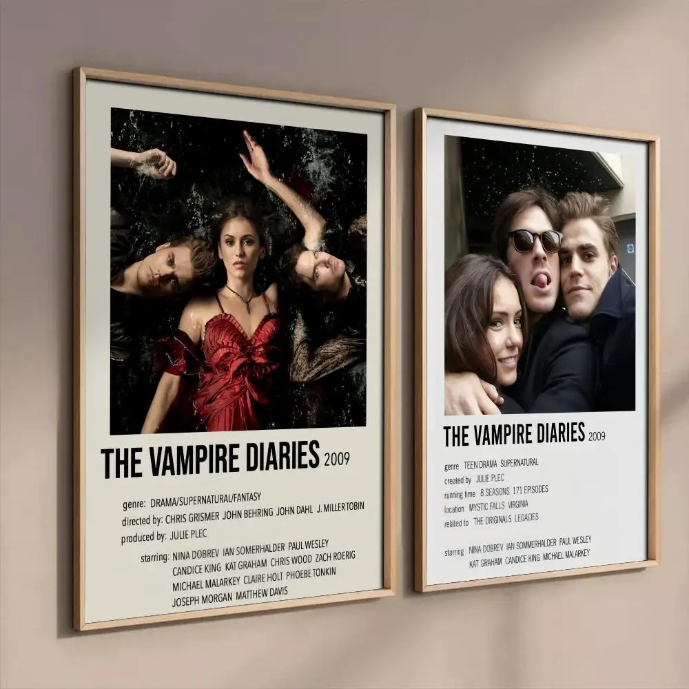 Klassischer Film-Poster „The V-Vampire Diaries“ für Heimdekoration, Inneneinrichtung, Bar, klebrige Wandkunst, Druck, wasserfeste Raumdekoration