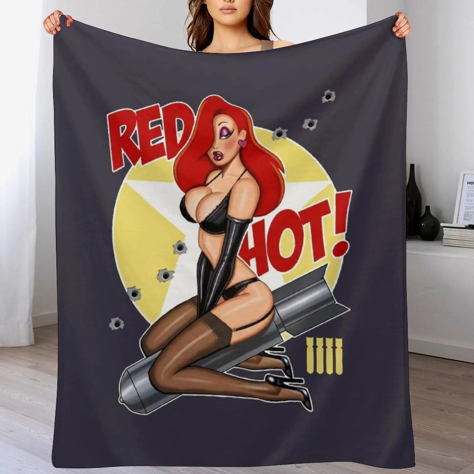 Red Hot Nose Art Jessica Rabbit 17 T Best Women 90s Retro Unique Best Hot Idea Throw Blanket Summer Heavy manga Blankets