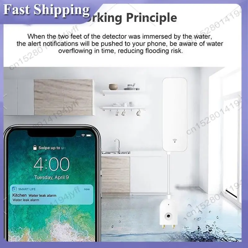 -ABDH Tuya Zigbee Sensor inteligente de fugas de agua Detector de nivel de desbordamiento de agua Sistema de alarma de seguridad Sensor de fugas de inundación