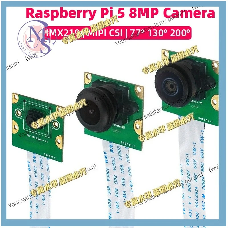 Raspberry Pi 5 8MP Camera IMX219 Sensor 77° 130° 200° FOV Fisheye MINI CSI Interface with 15cm FFC for RPI 5 Pi5