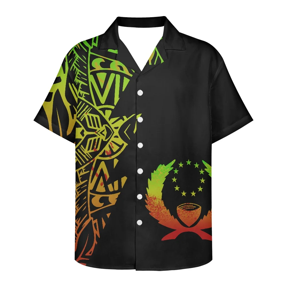 

Pohnpei Logo Printing Men's Clothing Tops Summer Casual Shirts For Men V Neck Breathable Short Sleeve Soft Comfortable