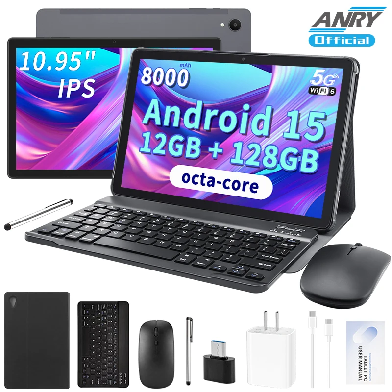 

Tableta Android 15, ANRY High Capacity 8000mAh 10.95inch Tablets En Oferta 2025 with 12GB+128GB, Octa-core, 5MP+13MP Dual Camera