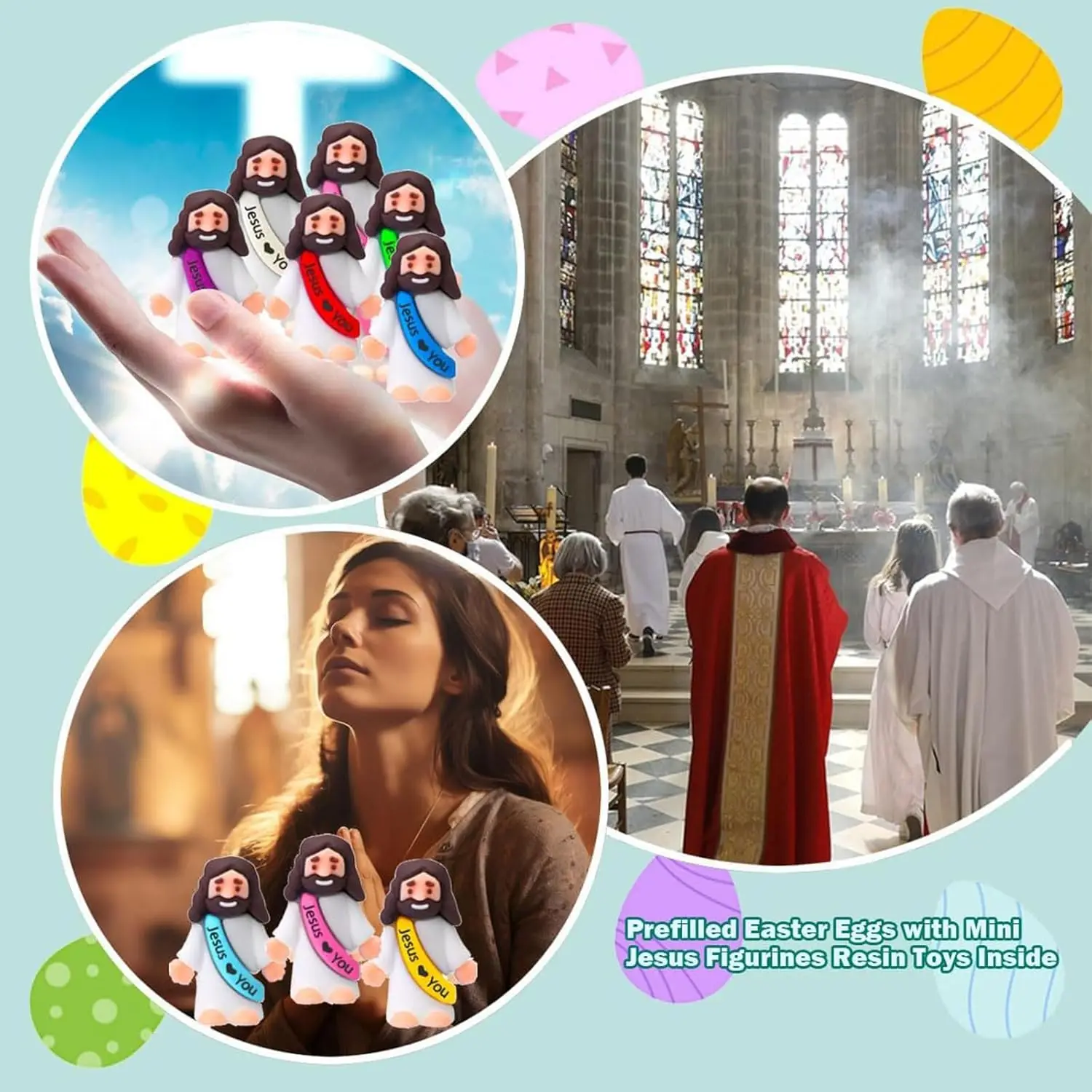 20 Little Jesus Figures Jesus Loves You Mini Jesus Figures Hide and Seek Religious Party Favors Sunday School Easter Egg Stuffer