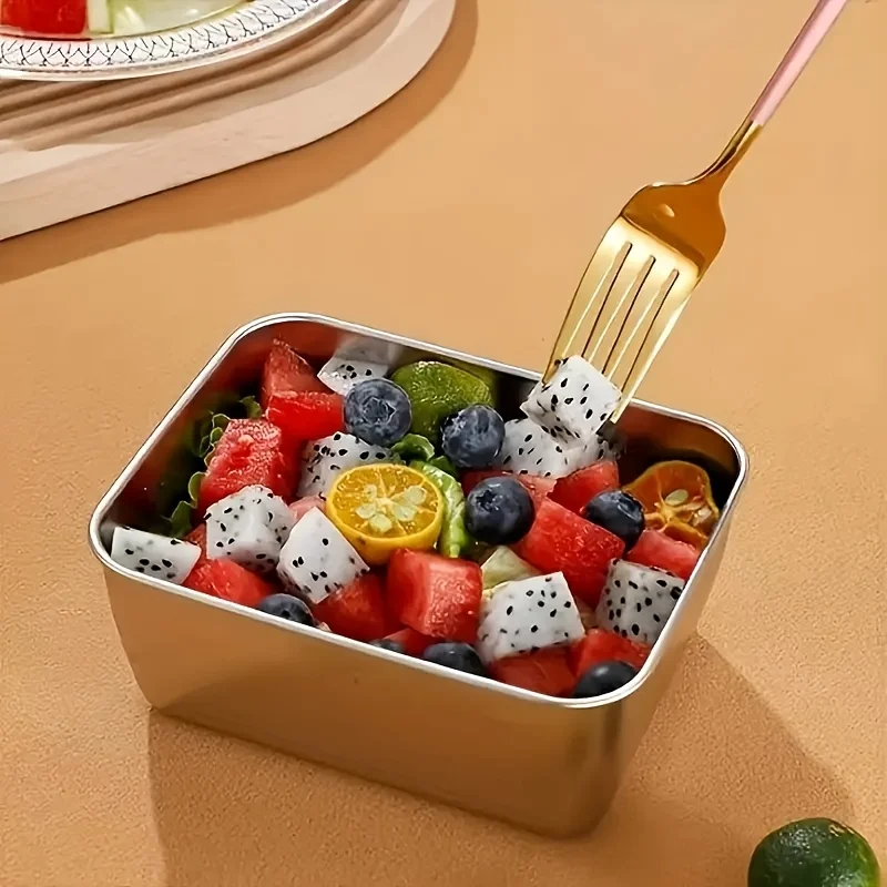 5/10 قطعة حاويات تخزين المواد الغذائية من الفولاذ المقاوم للصدأ مع أغطية قابلة للطي منظمات الثلاجة القابلة لإعادة الاستخدام لتخزين المواد الغذائية في المطبخ والنزهات