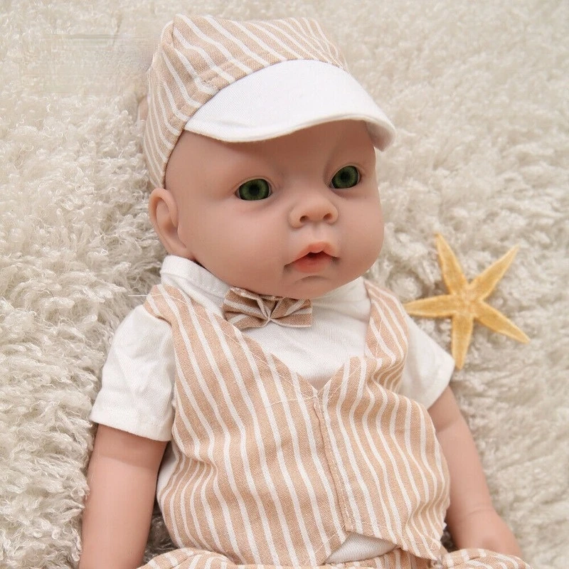 

20 Inch Simulation Silicone Doll Rebirth Handmade Green Eyes Baby Boy Cute Soft Waterproof Sleeping Toy Early Education Gift