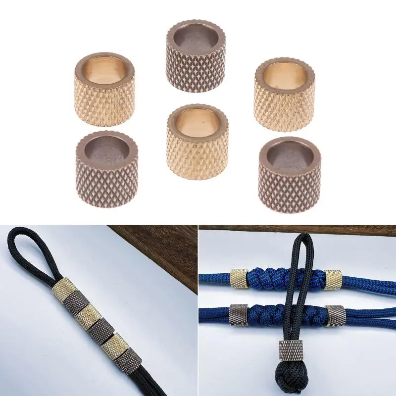 2Pcs Knurled Cylinder Brass Beads DIY Paracord Lanyard Accessories for Knife Pendant Outdoor EDC Projects