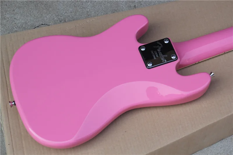 High-end custom mini bass electric guitar, pink body, 25.5-inch chord, shipping included