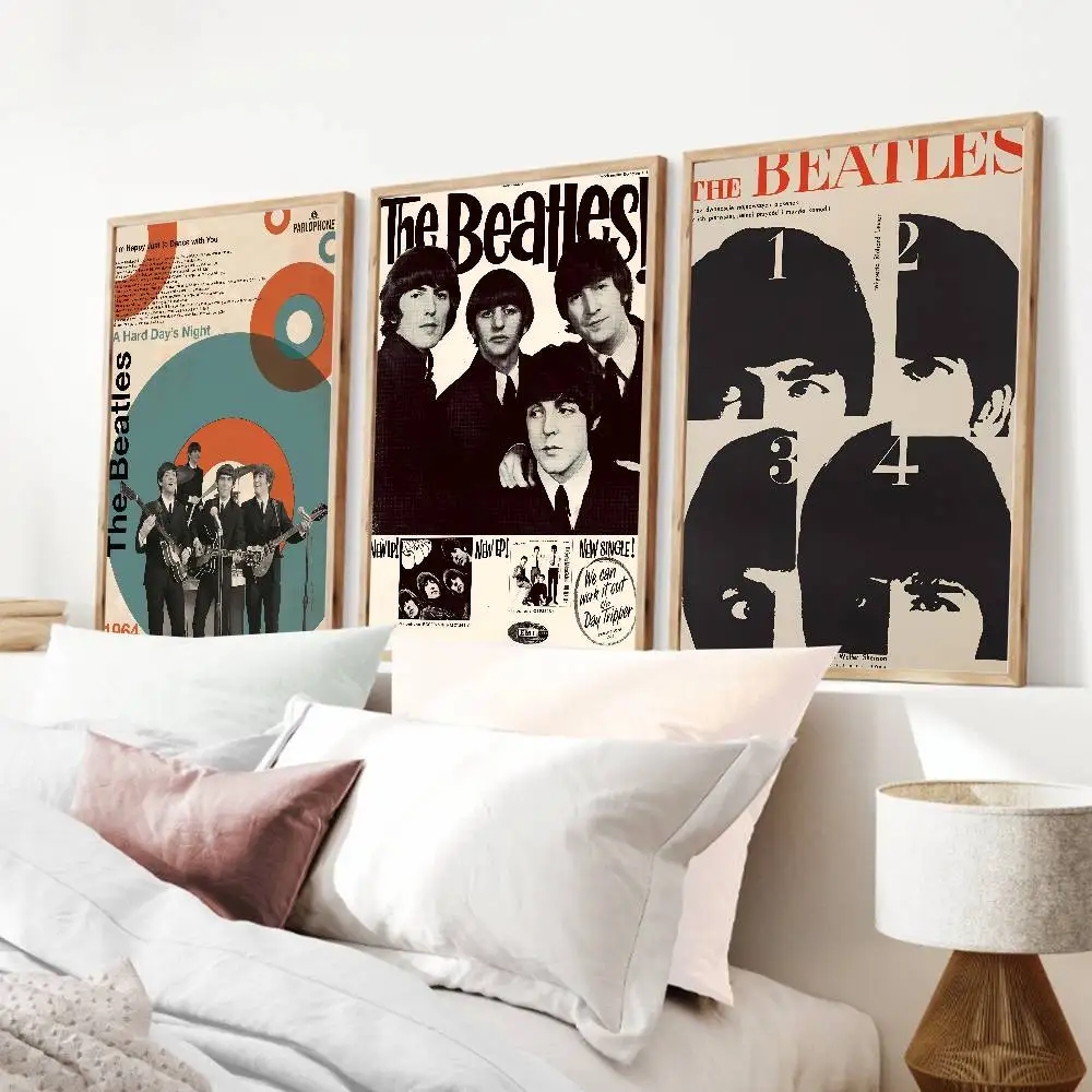 band B-beatles   Poster Self-adhesive Art Waterproof Paper Sticker Coffee House Bar Room Wall Decor