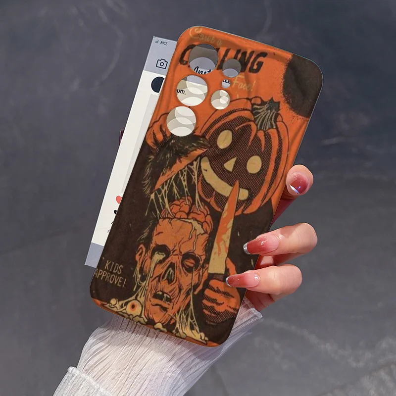 3D-Handyhülle für Samsung Galaxy A56 A57 S24 S26 S25 Plus S23 Ultra A15 A17 A27 A55 A36 A37 Glänzende Halloween-Kürbis-Softcover