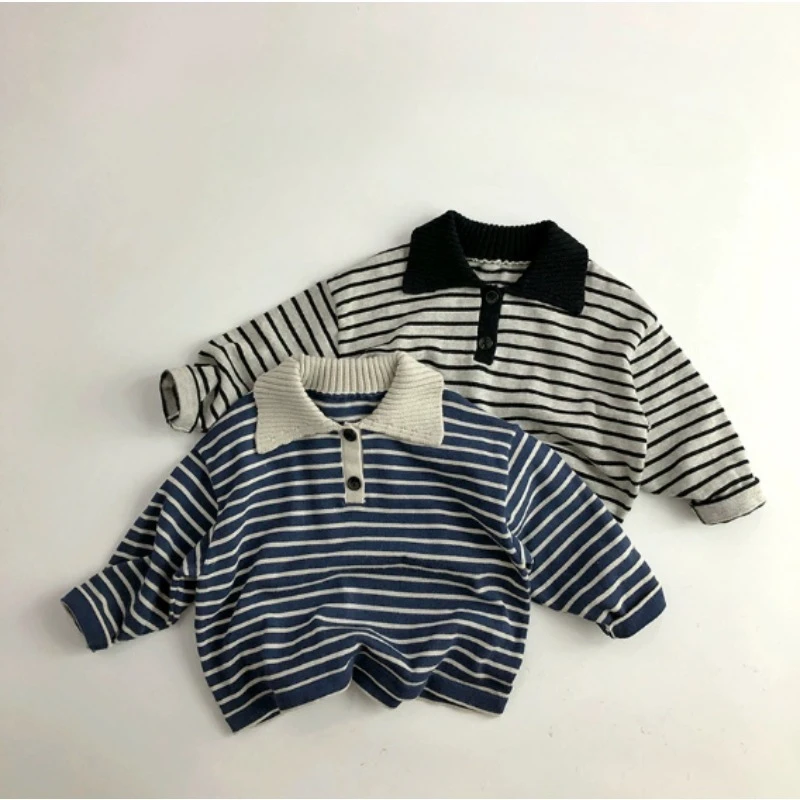 

Children Clothing Fashion Striped Hoodie 2025 Autumn New Boys And Girls Loose Breathable Long Sleeved Pullover Casual Top