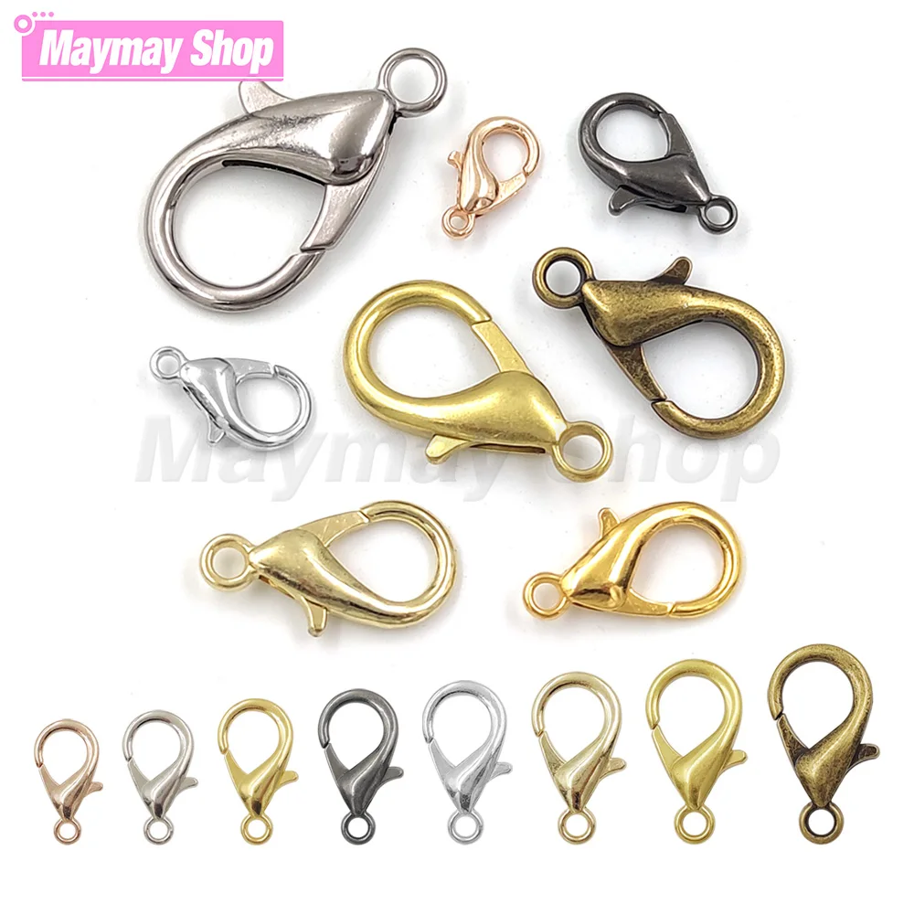 50Pcs Metal Lobster Clasps Spring Hook Rings For DIY Jewelry Making Findings Necklaces Hooks Bracelets Chain Closure Accessories