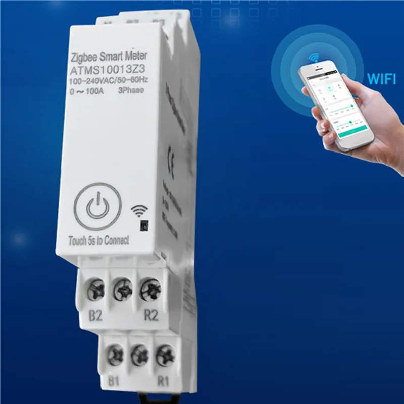 REPLA-2X Zigbee Three-Phase Energy Meter 100-240V Mobile App Remote Control Household Multifunctional Rail Energy Meter