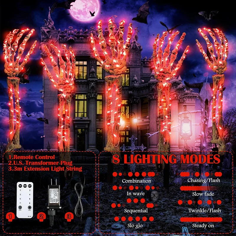 

Waterproof Lighted Skeleton Arm Stake, Scary Hands, Bone, Battery Operated, Halloween, Escape Room Decoration, Indoor and Outdoo