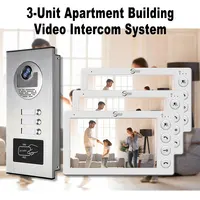 ANJIELO 3 Unit Home Video Intercom for Apartments Residential Intercom Doorbell Video Door Phone System with RFID Card Unlock
