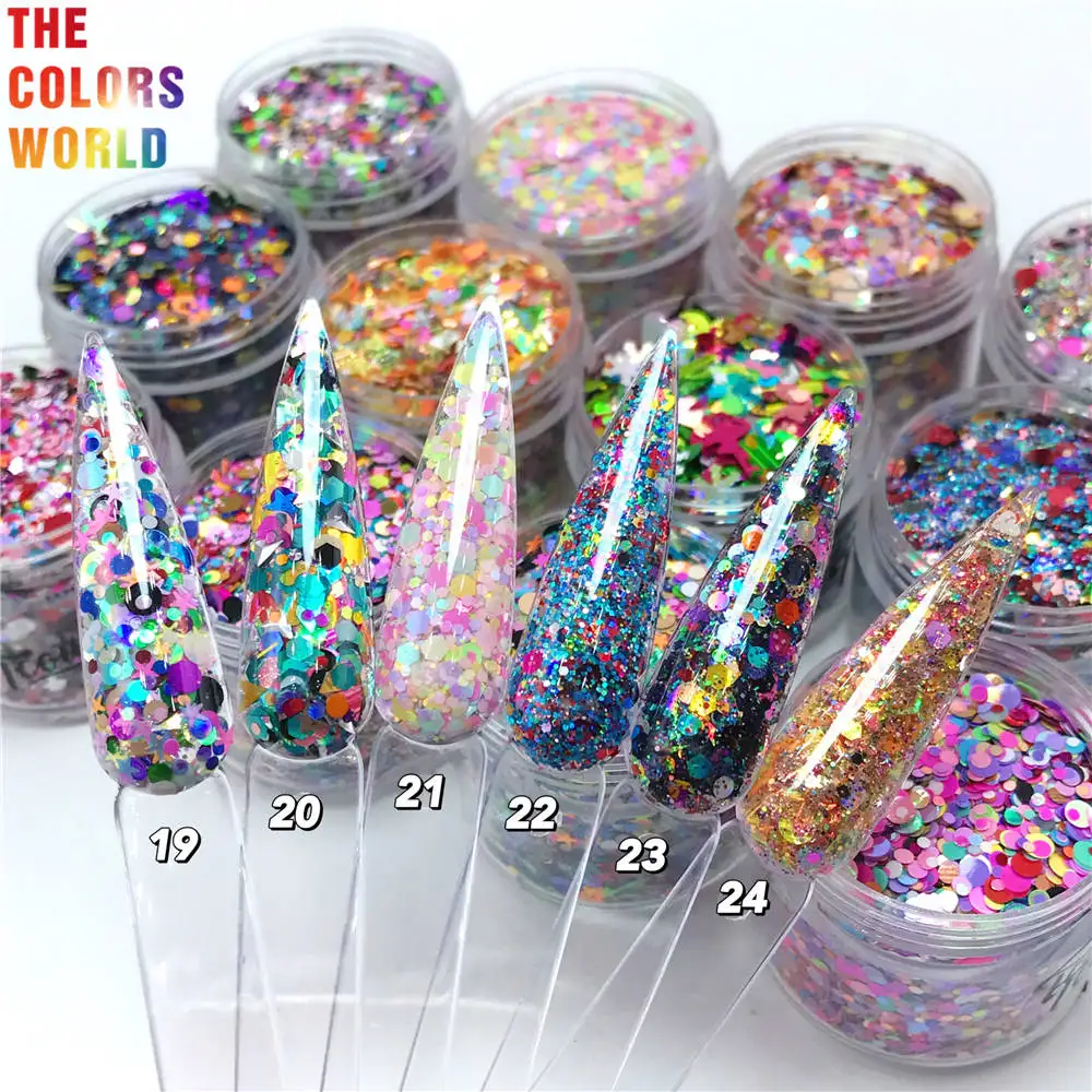 TCT-559 Mix Colors Nail Glitter Nail Art Decoration Summer Glitter uñas Tumbler Crafts Блестящие Ногти Festival Nail Accessories