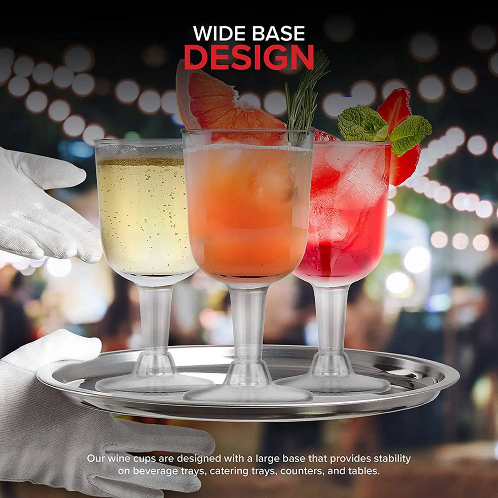 ABRW-Clear Plastic Wine Glass Recyclable - Shatterproof Wine Goblet - Disposable & Reusable Cups For Champagne, Dessert 40Pcs