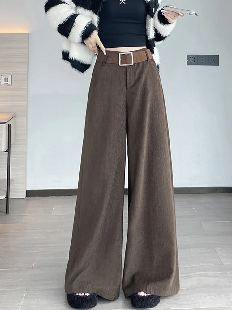 High Waist Drapey Straight Leg Wide Leg Pants Women's Casual Trousers Autumn Winter New Sle Slimming Look Faion Sensation
