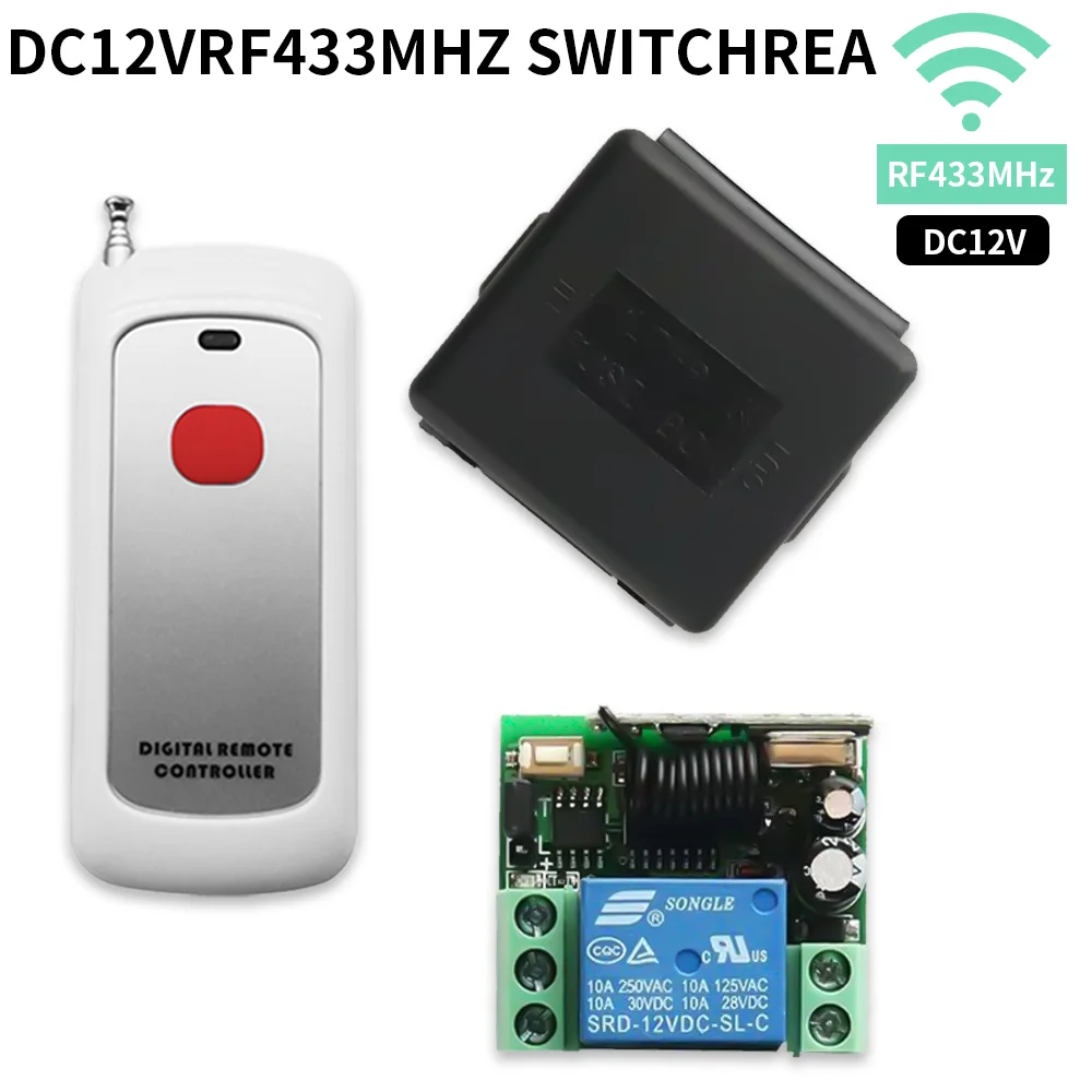 General-purpose gate control remote switch 12-volt DC RF 433 MHz wireless signal receiver DIY small module for garage door LED x