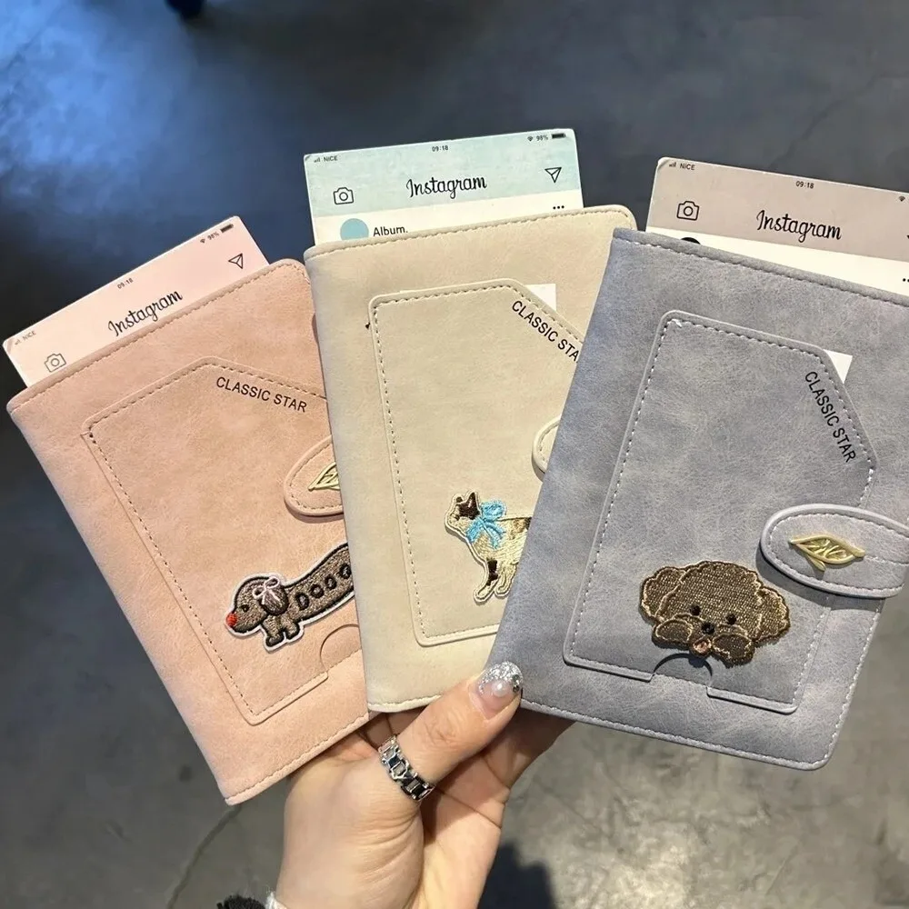Cartoon Animals Design RFID Passport Cover Embroidered Dogs Ticket Clamp Cute Passport Cover ID Bank Cards Holder