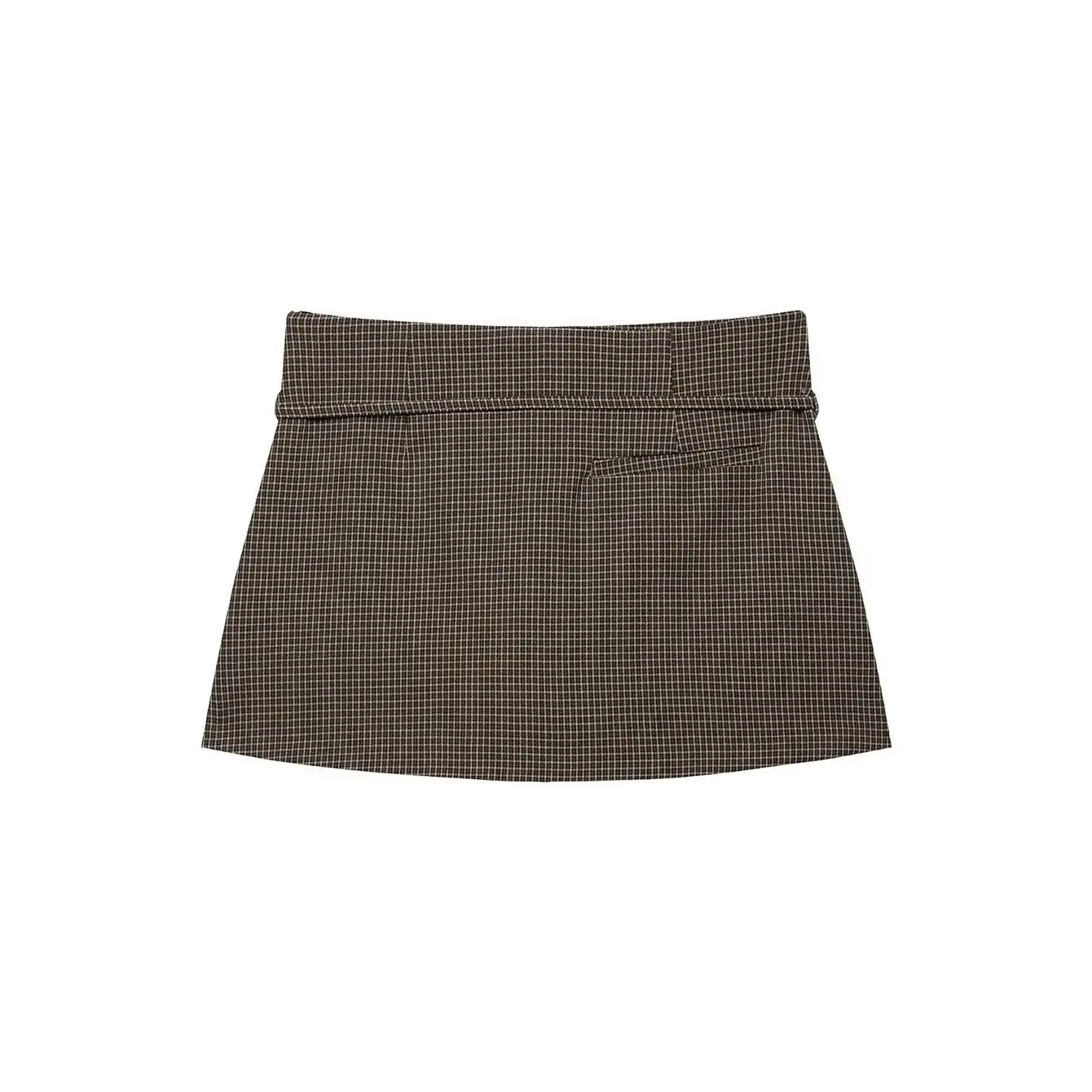 TFMLN Vintage Karierte Röcke für Damen, Schicke Gürtelröcke, Shorts, Modische Miniröcke mit seitlichem Reißverschluss, Slim Fit, Herbst-Outfit für Damen – Detail 3