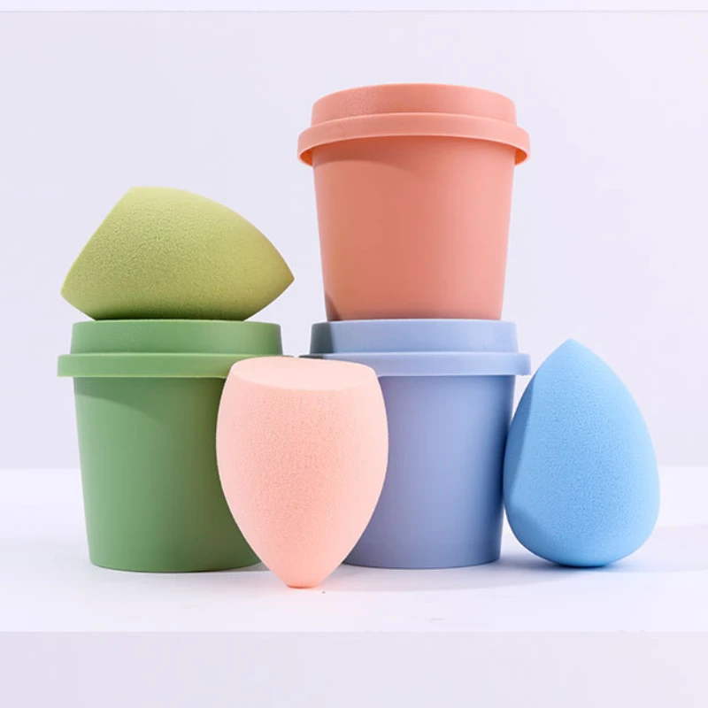 Coffee Cup Beauty Egg Cosmetics Sponge Dry Wet Dual Purpose Makeup Egg Powder Puff Storage Box Beauty Makeup Tools Accessories