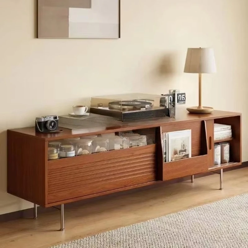 Retro solid wood TV cabinet, multi-functional storage durable modern living room furniture TV cabinet