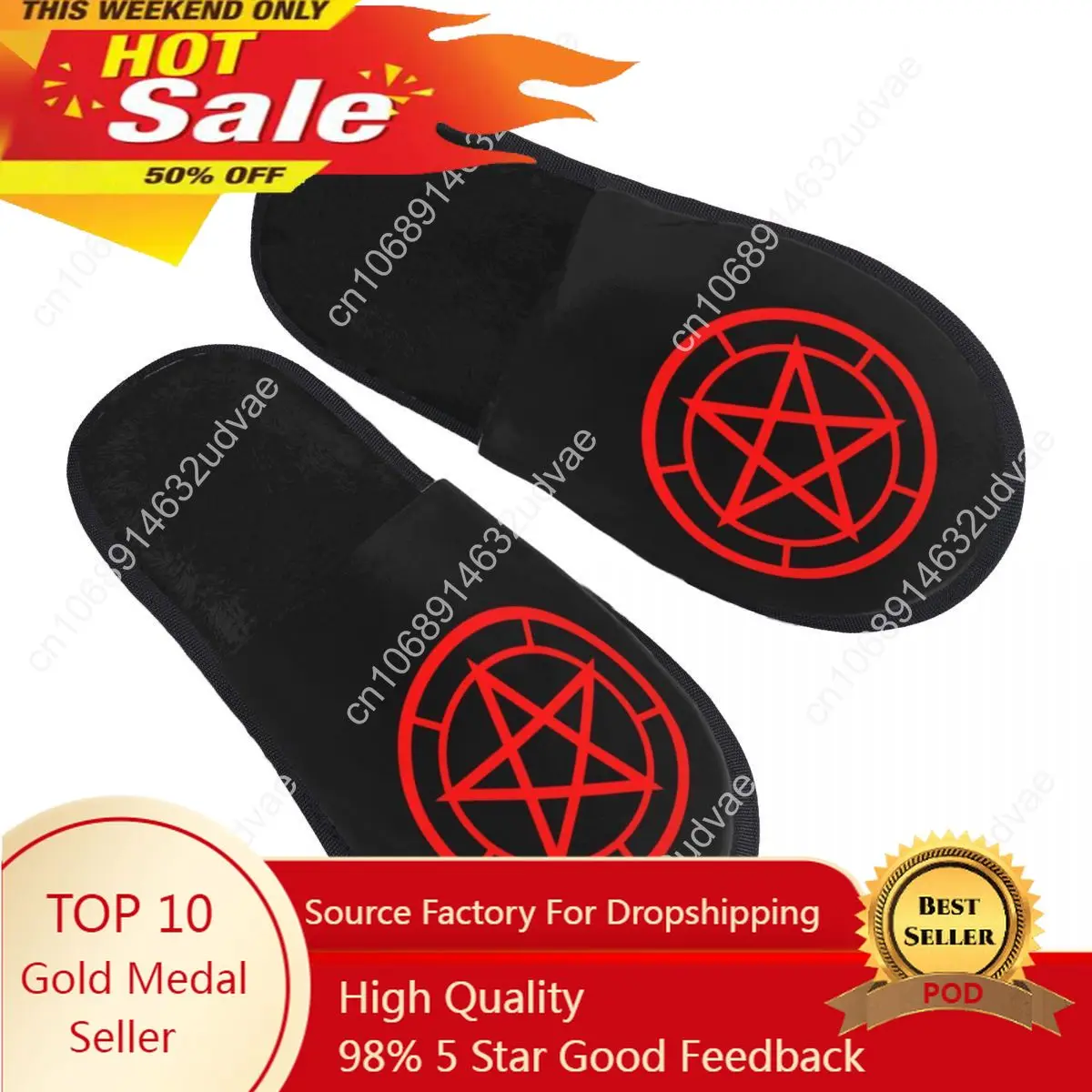 

Fur Slipper For Women Men Fashion Fluffy Winter Warm Slippers Satanism Pentagram House Shoes