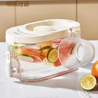 GIANXI Summer 4L Large Capacity Refrigerator Beverage Bucket Fruit Tea Dispenser Cold Kettle With Tap Plastic Tea Kettle