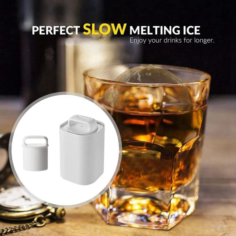 1 PCS Crystal Clear Ice Ball Maker Whiskey Round Bubble-Free Square 3D Sphere Mold Mould Ice Box White