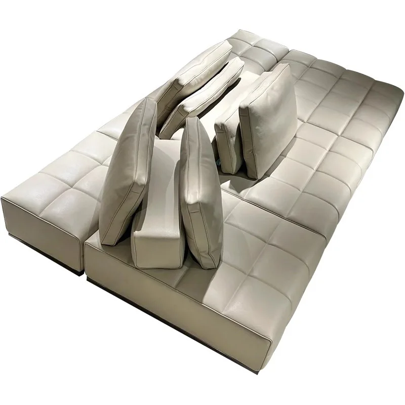 Back-to-back double-sided leather sofa, living room module combination, first-layer cowhide sofa
