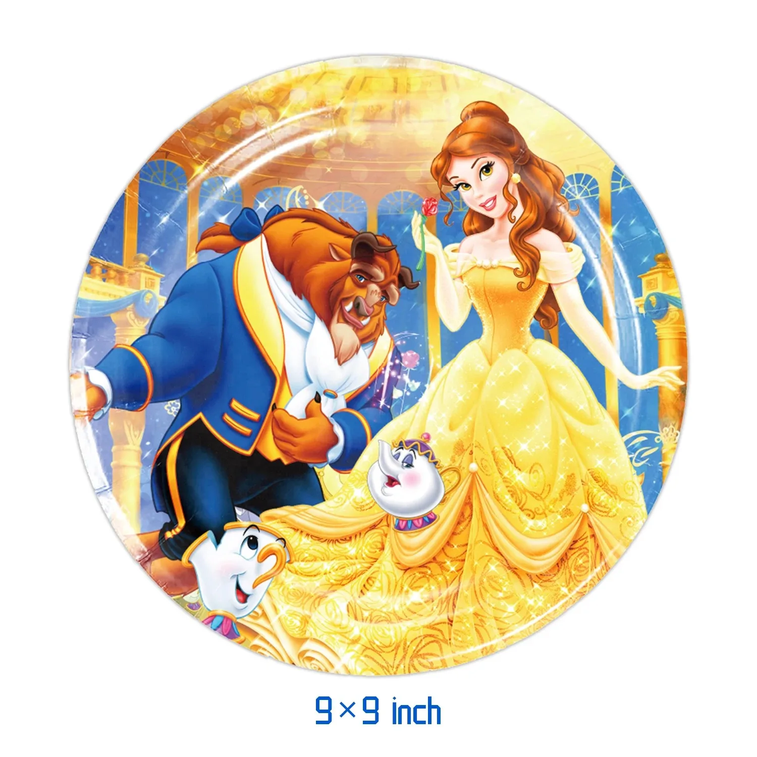 Belle Princess Beauty And Beast Theme Birthday Party Supplies Disposable Tableware Plates Balloons Backdrop Wedding Home Decor