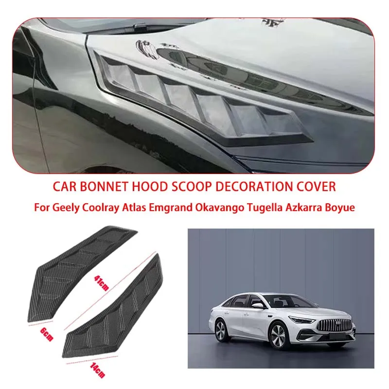2 Pcs Gloss Black For Geely Hood Vents Bonnet Cover Rubber Front Bonnet Vent car decorations