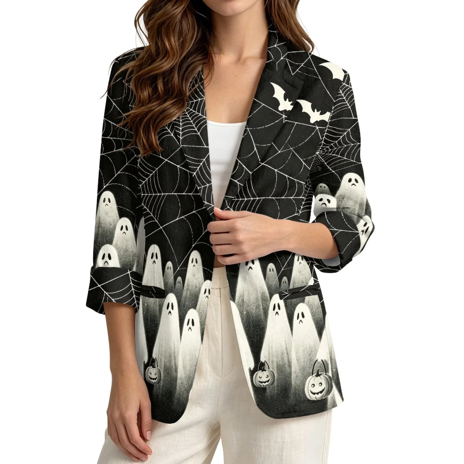 PENSTROLL Halloween Casual Outerwear for Women Linen Like Cover Up Cardigans Beach Coverups