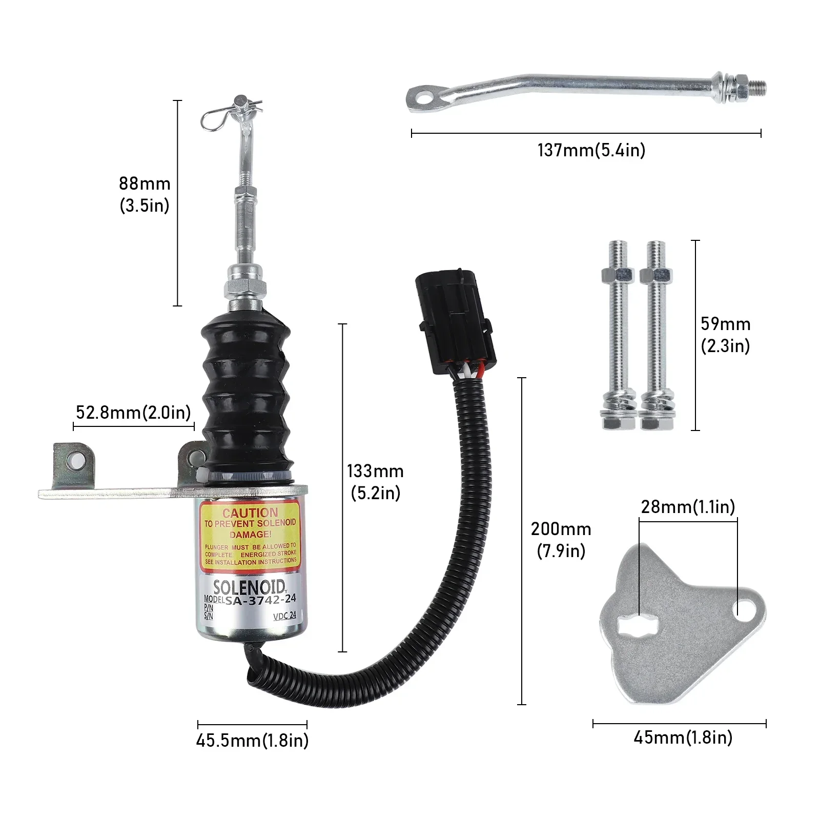 OE 3991168 SA-4941-24 3964628 24V Engine Cutting Solenoid Valve For Cummins Coil 6CT 8.3 Flameout Solenoid Valve Replace Parts